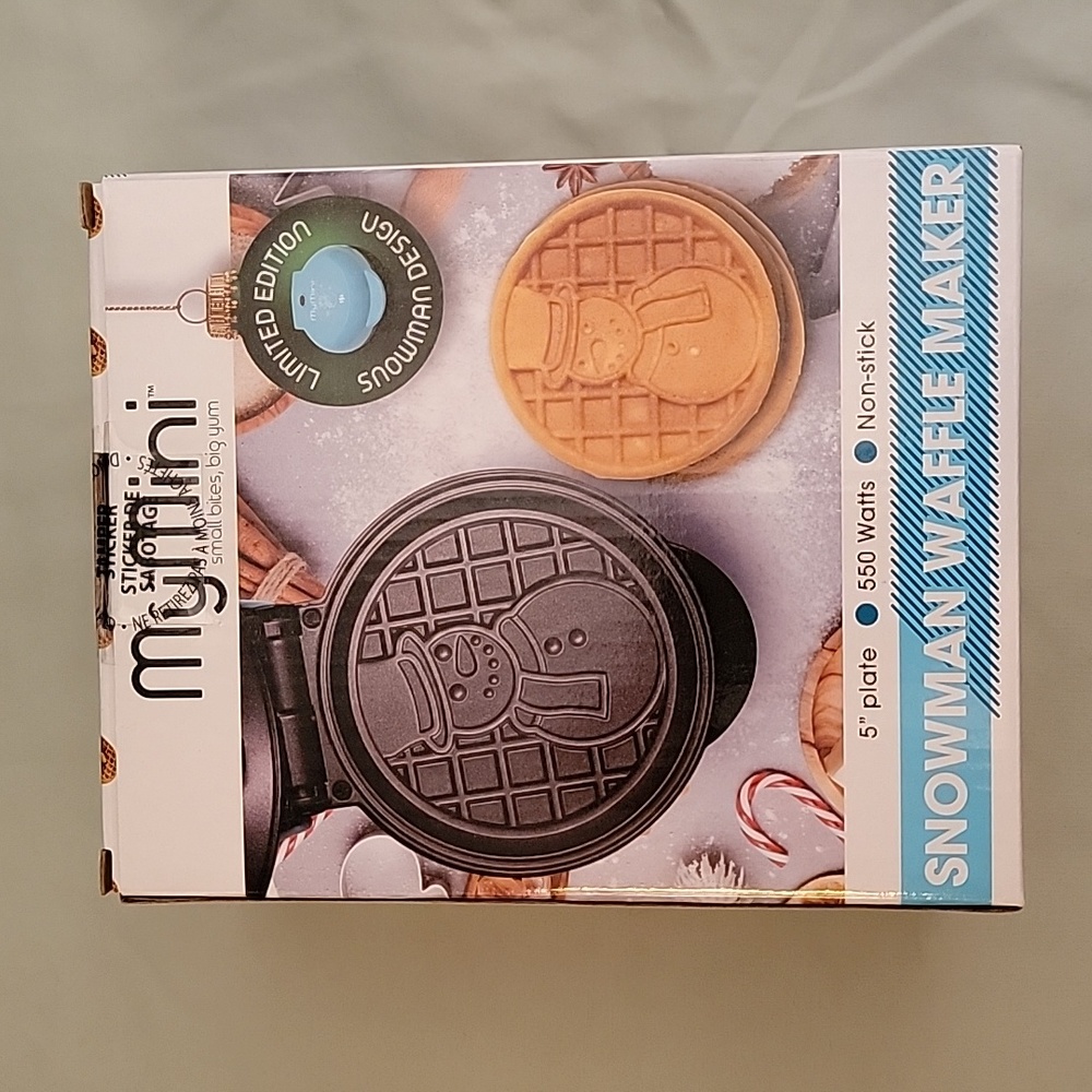MyMini Snowman‎ Waffle Maker, Limited Edition, 5" plate, factory sealed. NWOT